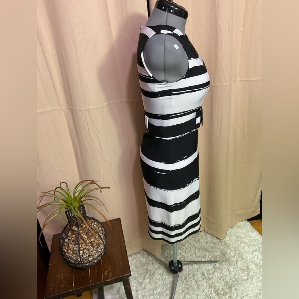 Voir Voir Black & White Striped Sheath Dress - Picture 5 of 11